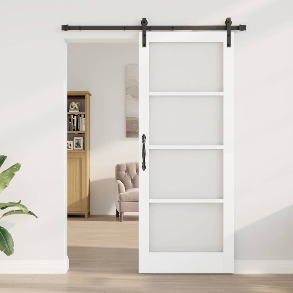 Schuifdeur ORKDAL Wit 83 x 211 cm Massief grenenhout en glas is nu te koop bij PeponiXL, paradijselijk wonen!