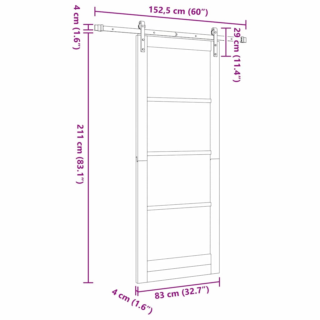 Schuifdeur ORKDAL Wit 83 x 211 cm Massief grenenhout en glas is nu te koop bij PeponiXL, paradijselijk wonen!