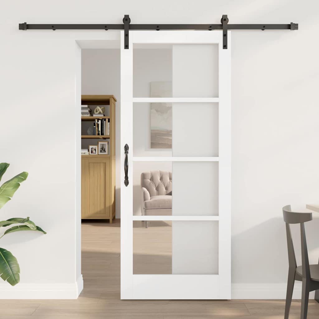 Schuifdeur ORKDAL Wit 83 x 202 cm Massief grenenhout en glas is nu te koop bij PeponiXL, paradijselijk wonen!