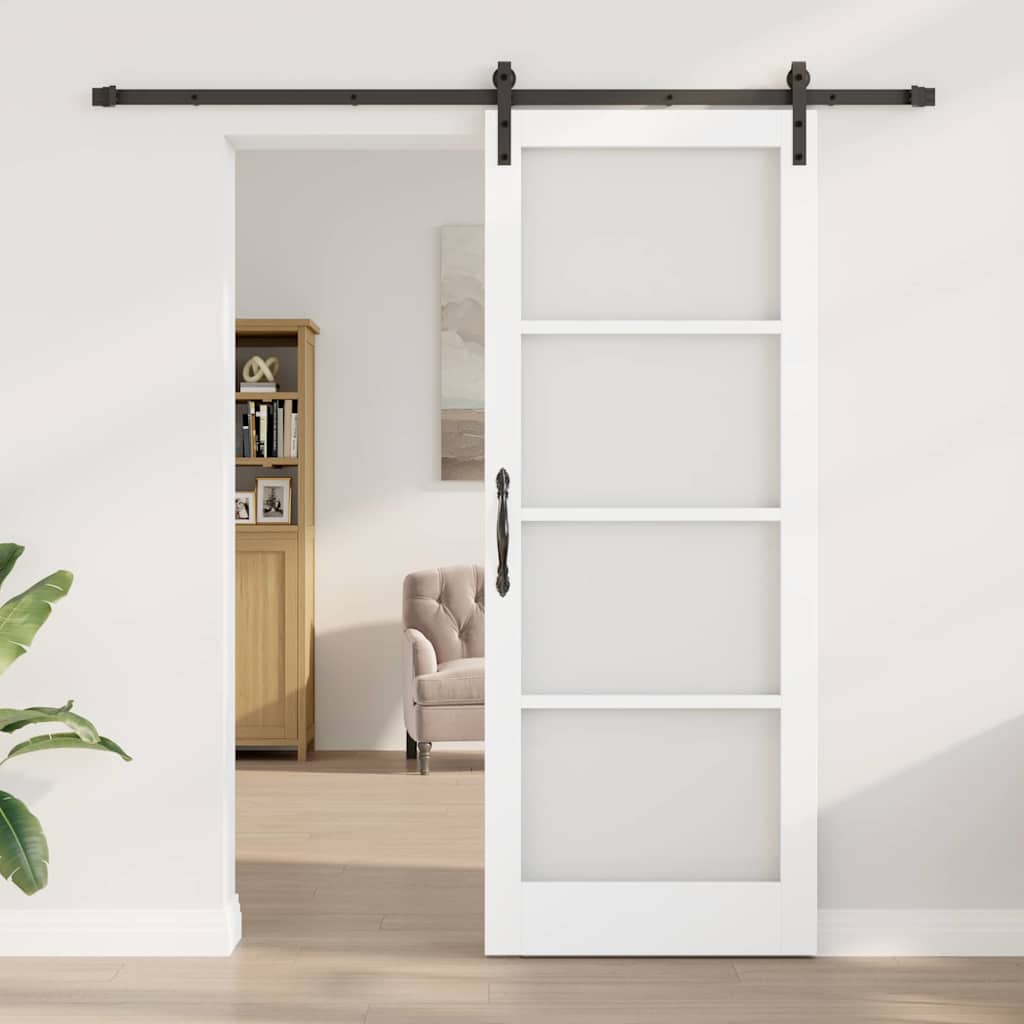 Schuifdeur ORKDAL Wit 83 x 211 cm Massief grenenhout en glas is nu te koop bij PeponiXL, paradijselijk wonen!