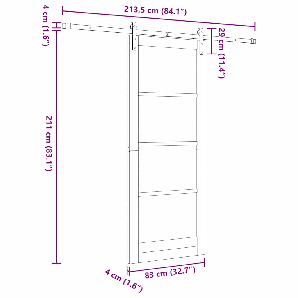 Schuifdeur ORKDAL Wit 83 x 211 cm Massief grenenhout en glas is nu te koop bij PeponiXL, paradijselijk wonen!