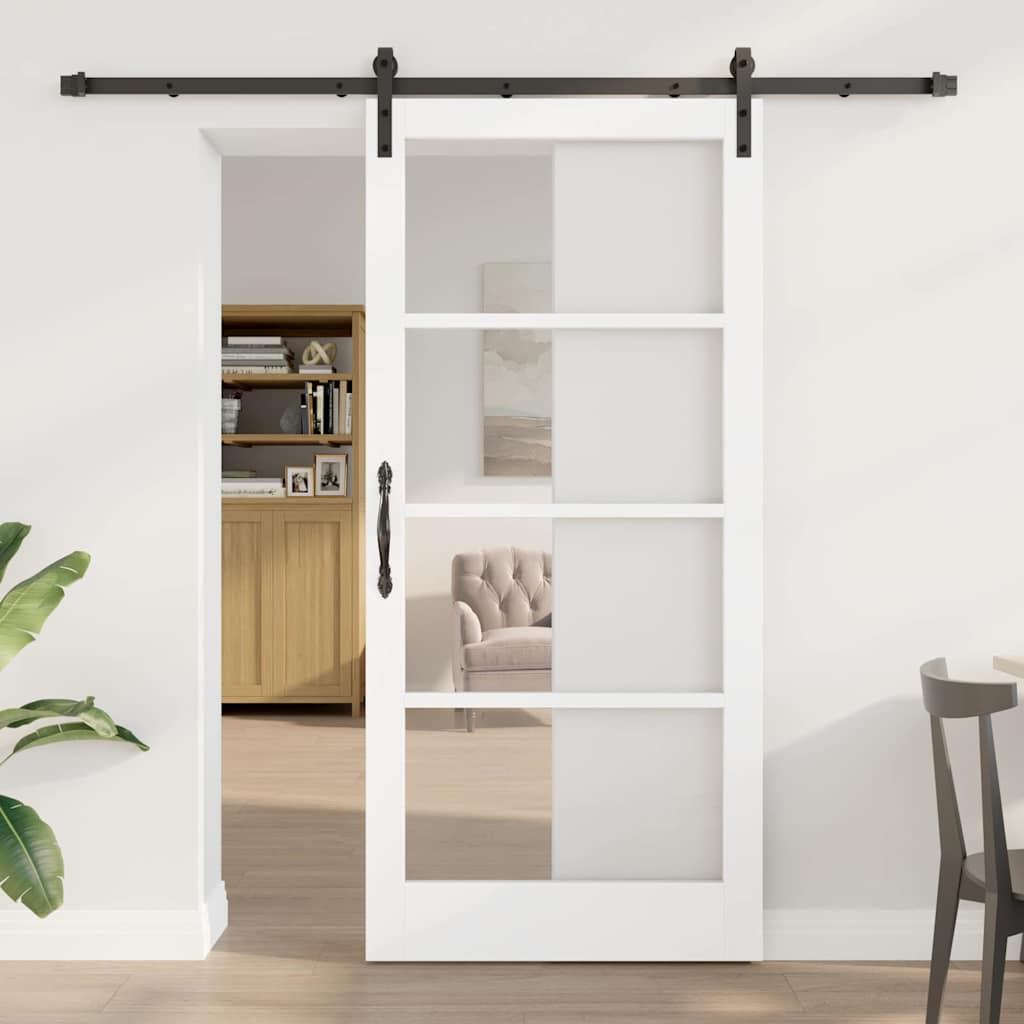 Schuifdeur ORKDAL Wit 93 x 202 cm Massief grenenhout en glas is nu te koop bij PeponiXL, paradijselijk wonen!