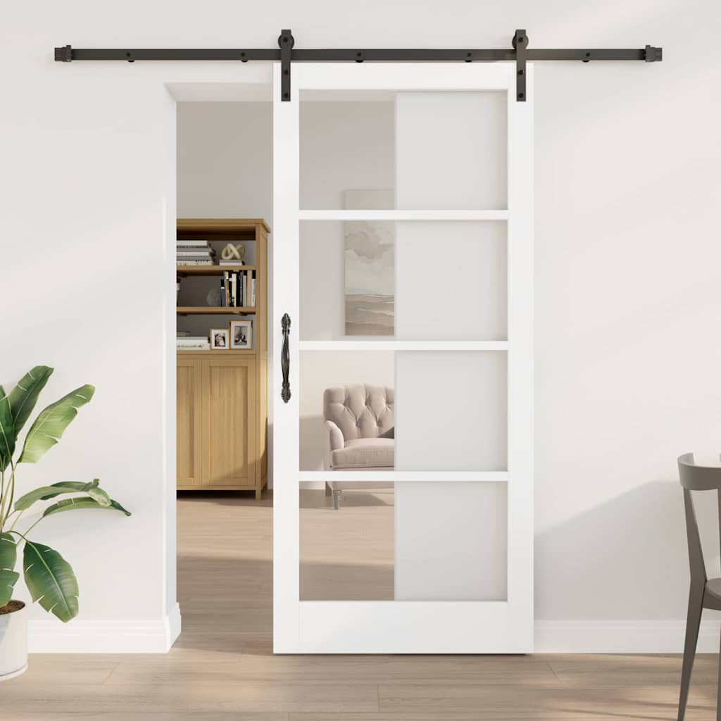 Schuifdeur ORKDAL Wit 93 x 211 cm Massief grenenhout en glas is nu te koop bij PeponiXL, paradijselijk wonen!