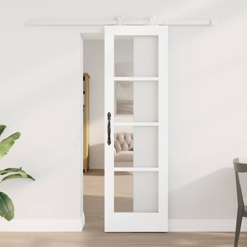 Schuifdeur ORKDAL Wit 61 x 198,5 cm Massief grenenhout en glas is nu te koop bij PeponiXL, paradijselijk wonen!