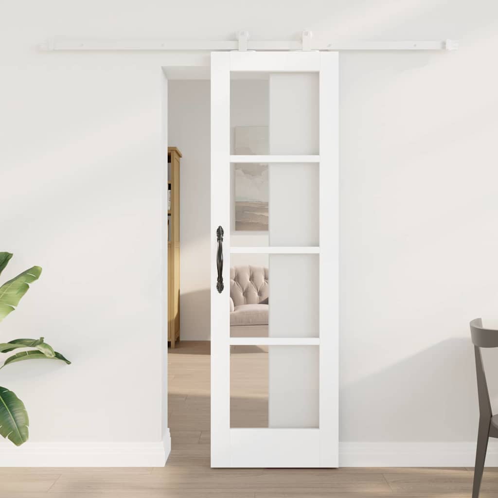 Schuifdeur ORKDAL Wit 61 x 198,5 cm Massief grenenhout en glas is nu te koop bij PeponiXL, paradijselijk wonen!