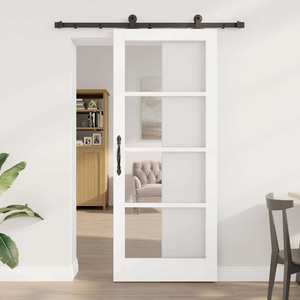 Schuifdeur ORKDAL Wit 83 x 202 cm Massief grenenhout en glas is nu te koop bij PeponiXL, paradijselijk wonen!
