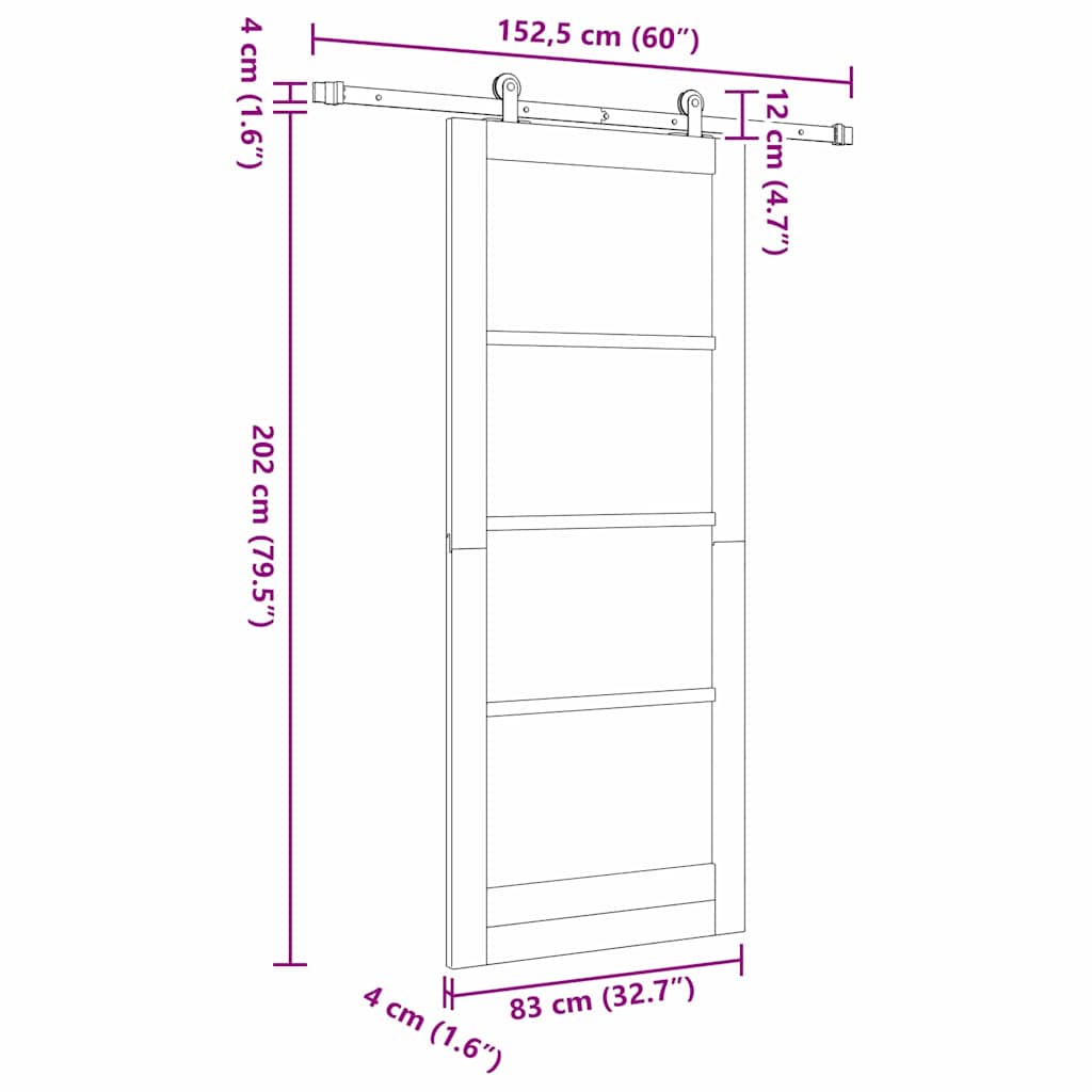 Schuifdeur ORKDAL Wit 83 x 202 cm Massief grenenhout en glas is nu te koop bij PeponiXL, paradijselijk wonen!