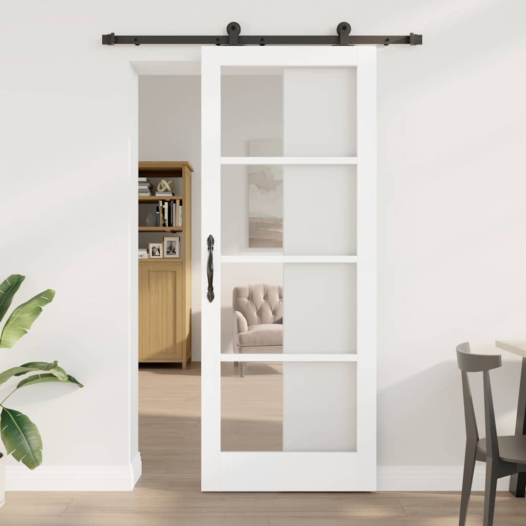Schuifdeur ORKDAL Wit 83 x 211 cm Massief grenenhout en glas is nu te koop bij PeponiXL, paradijselijk wonen!