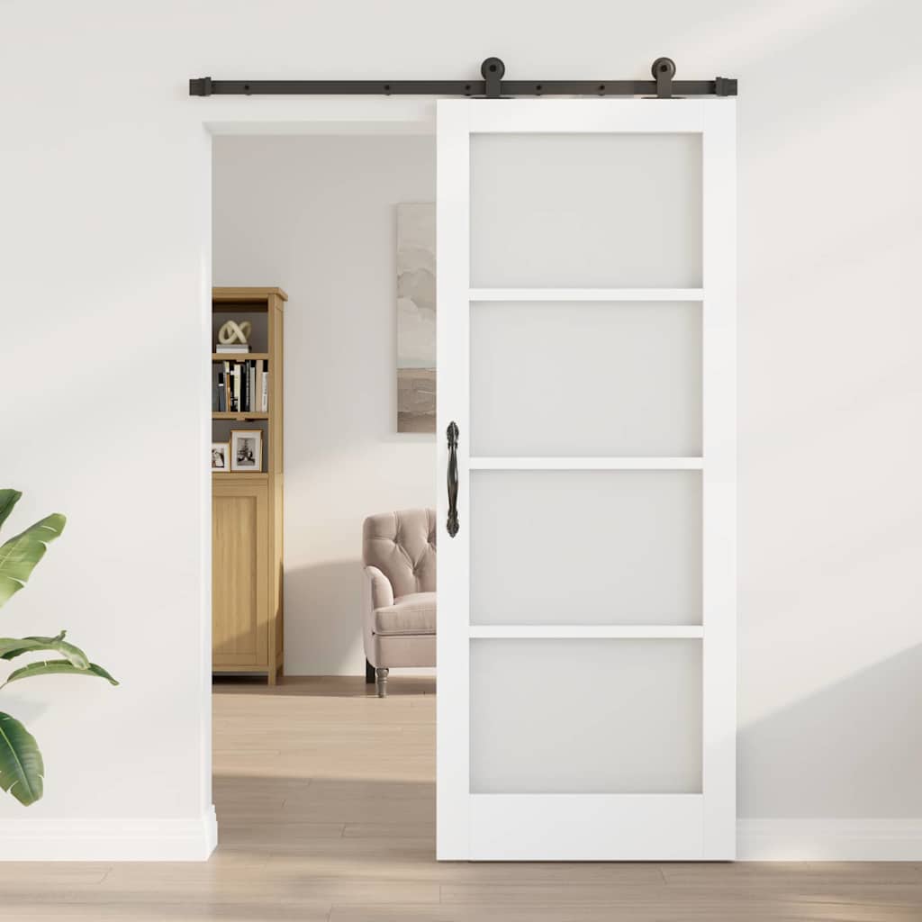 Schuifdeur ORKDAL Wit 83 x 211 cm Massief grenenhout en glas is nu te koop bij PeponiXL, paradijselijk wonen!