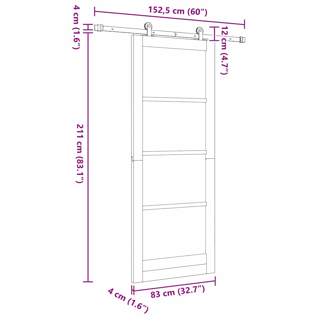 Schuifdeur ORKDAL Wit 83 x 211 cm Massief grenenhout en glas is nu te koop bij PeponiXL, paradijselijk wonen!