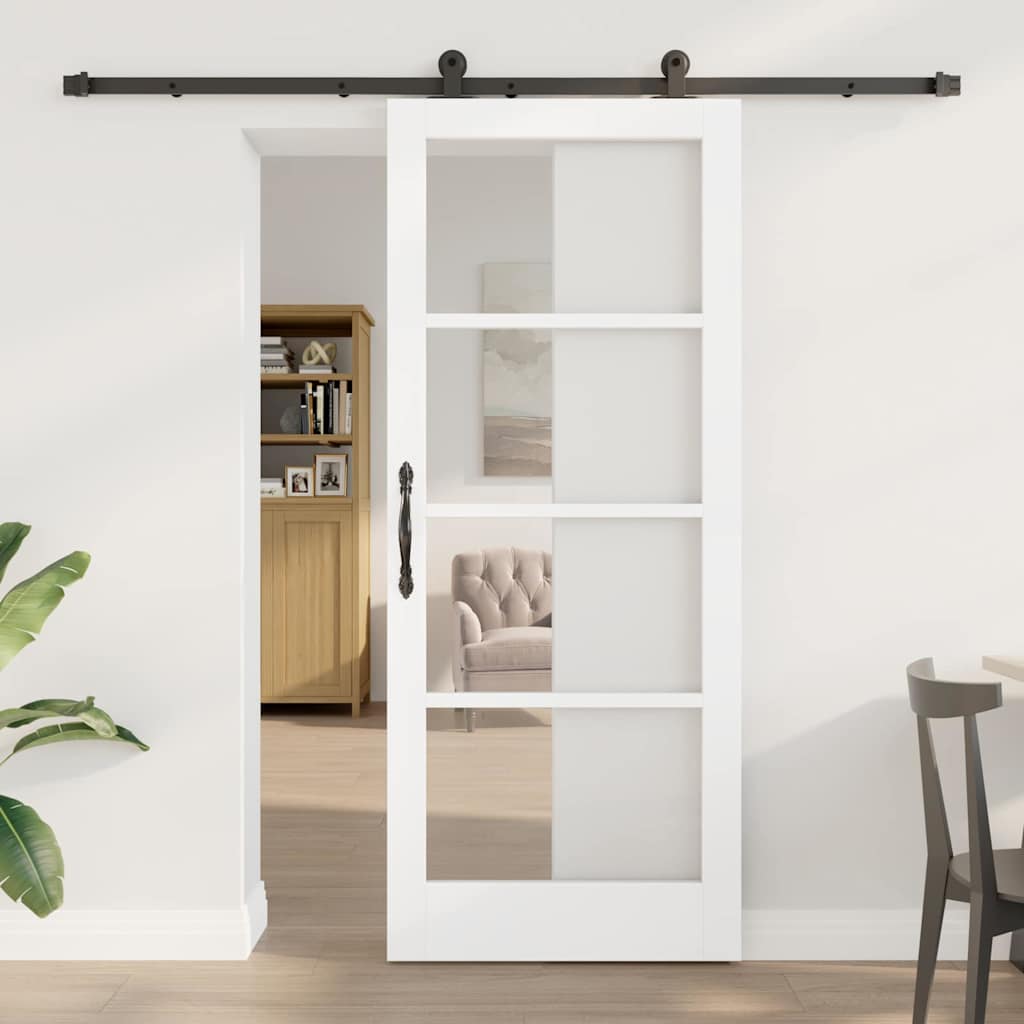 Schuifdeur ORKDAL Wit 83 x 202 cm Massief grenenhout en glas is nu te koop bij PeponiXL, paradijselijk wonen!