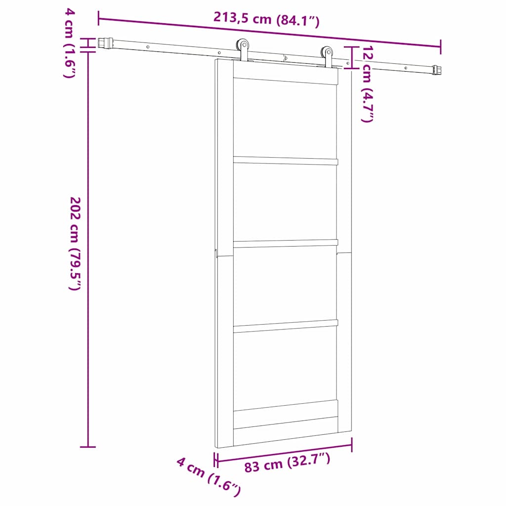 Schuifdeur ORKDAL Wit 83 x 202 cm Massief grenenhout en glas is nu te koop bij PeponiXL, paradijselijk wonen!
