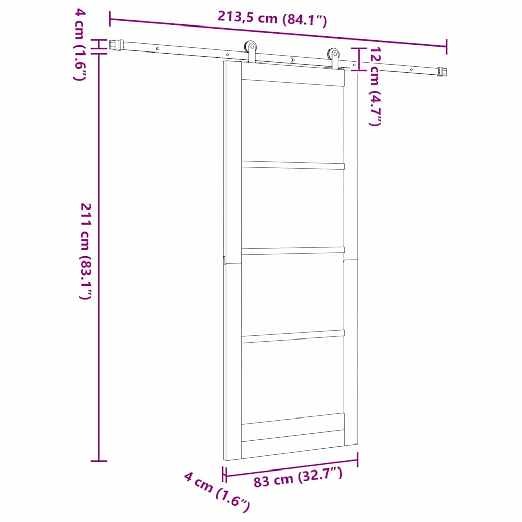 Schuifdeur ORKDAL Wit 83 x 211 cm Massief grenenhout en glas is nu te koop bij PeponiXL, paradijselijk wonen!