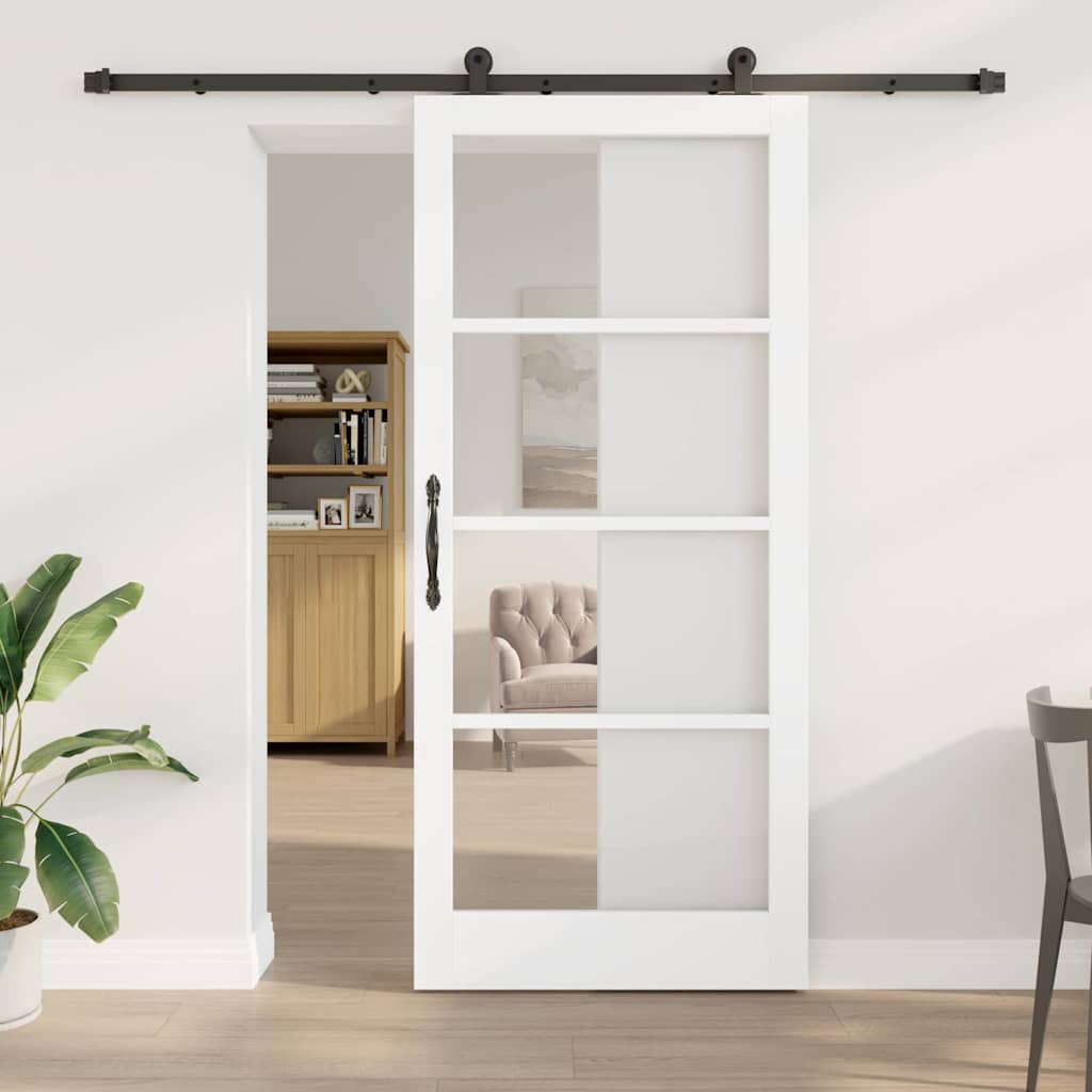 Schuifdeur ORKDAL Wit 93 x 211 cm Massief grenenhout en glas is nu te koop bij PeponiXL, paradijselijk wonen!