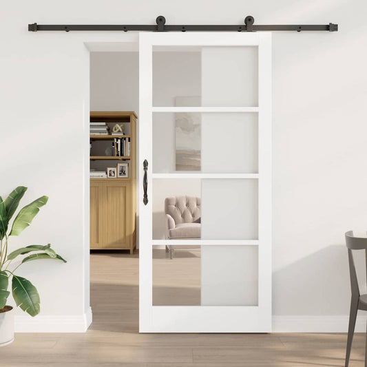 Schuifdeur ORKDAL Wit 93 x 211 cm Massief grenenhout en glas is nu te koop bij PeponiXL, paradijselijk wonen!