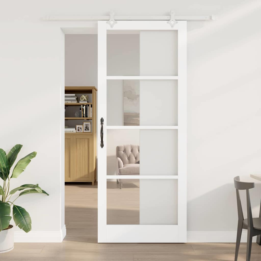 Schuifdeur Wit 93 x 232 cm Massief grenenhout en glas is nu te koop bij PeponiXL, paradijselijk wonen!