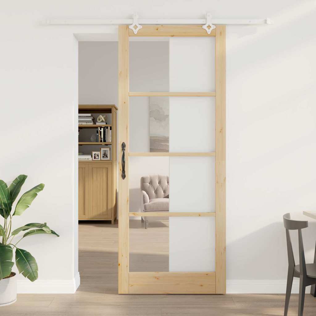Schuifdeur Naturel 93 x 232 cm Massief grenenhout en glas is nu te koop bij PeponiXL, paradijselijk wonen!
