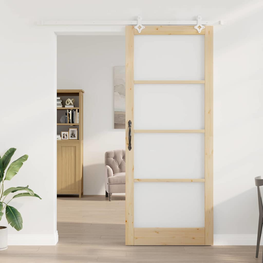 Schuifdeur Naturel 93 x 232 cm Massief grenenhout en glas is nu te koop bij PeponiXL, paradijselijk wonen!