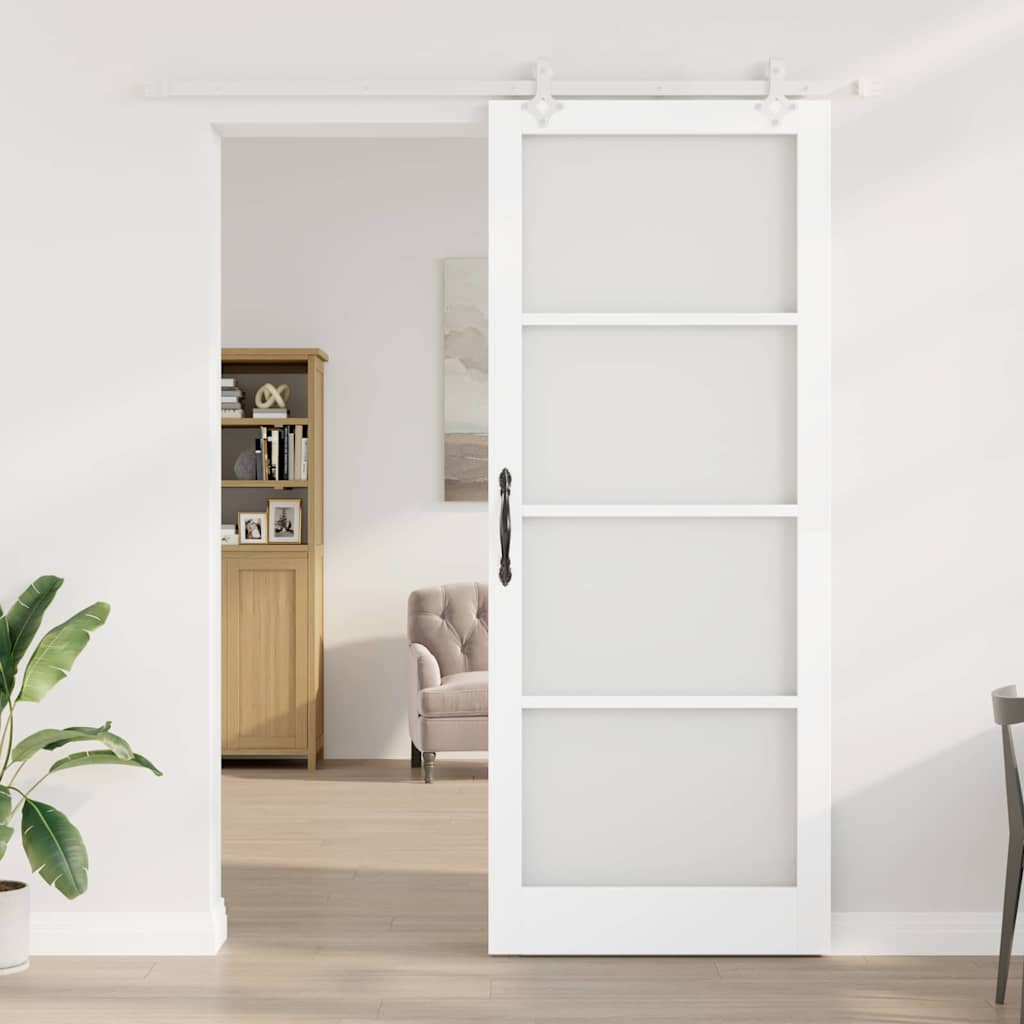 Schuifdeur Wit 93 x 232 cm Massief grenenhout en glas is nu te koop bij PeponiXL, paradijselijk wonen!