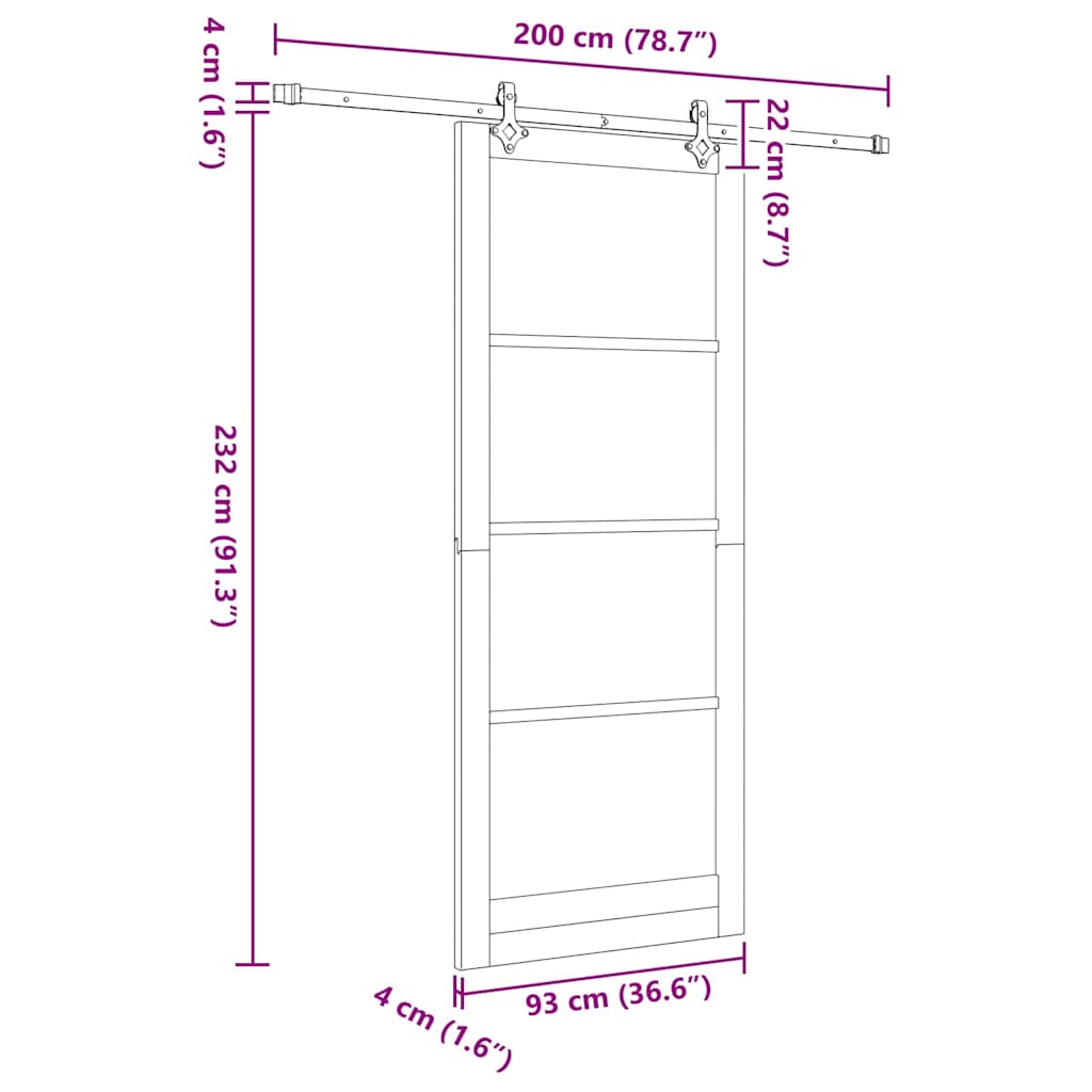 Schuifdeur Wit 93 x 232 cm Massief grenenhout en glas is nu te koop bij PeponiXL, paradijselijk wonen!