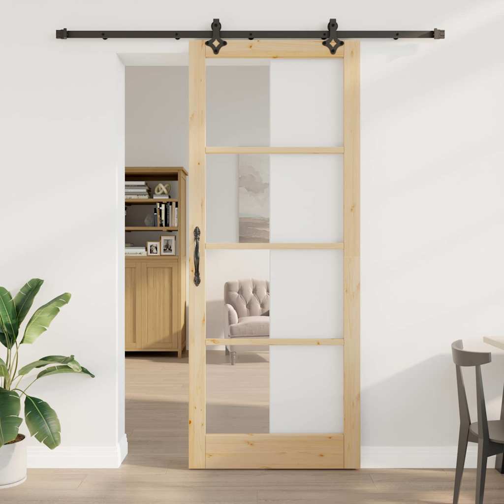 Schuifdeur Naturel 93 x 232 cm Massief grenenhout en glas is nu te koop bij PeponiXL, paradijselijk wonen!