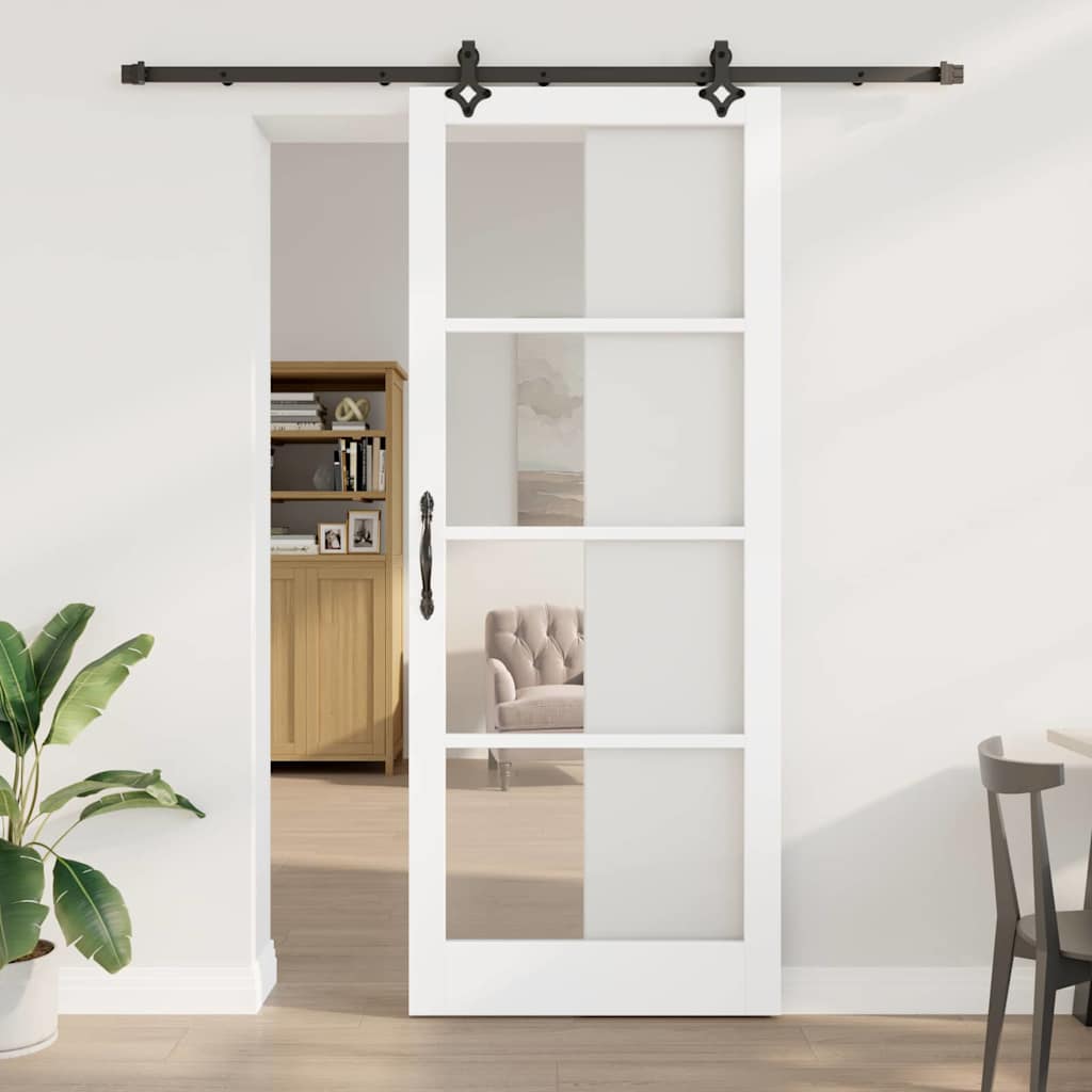 Schuifdeur Wit 93 x 232 cm Massief grenenhout en glas is nu te koop bij PeponiXL, paradijselijk wonen!