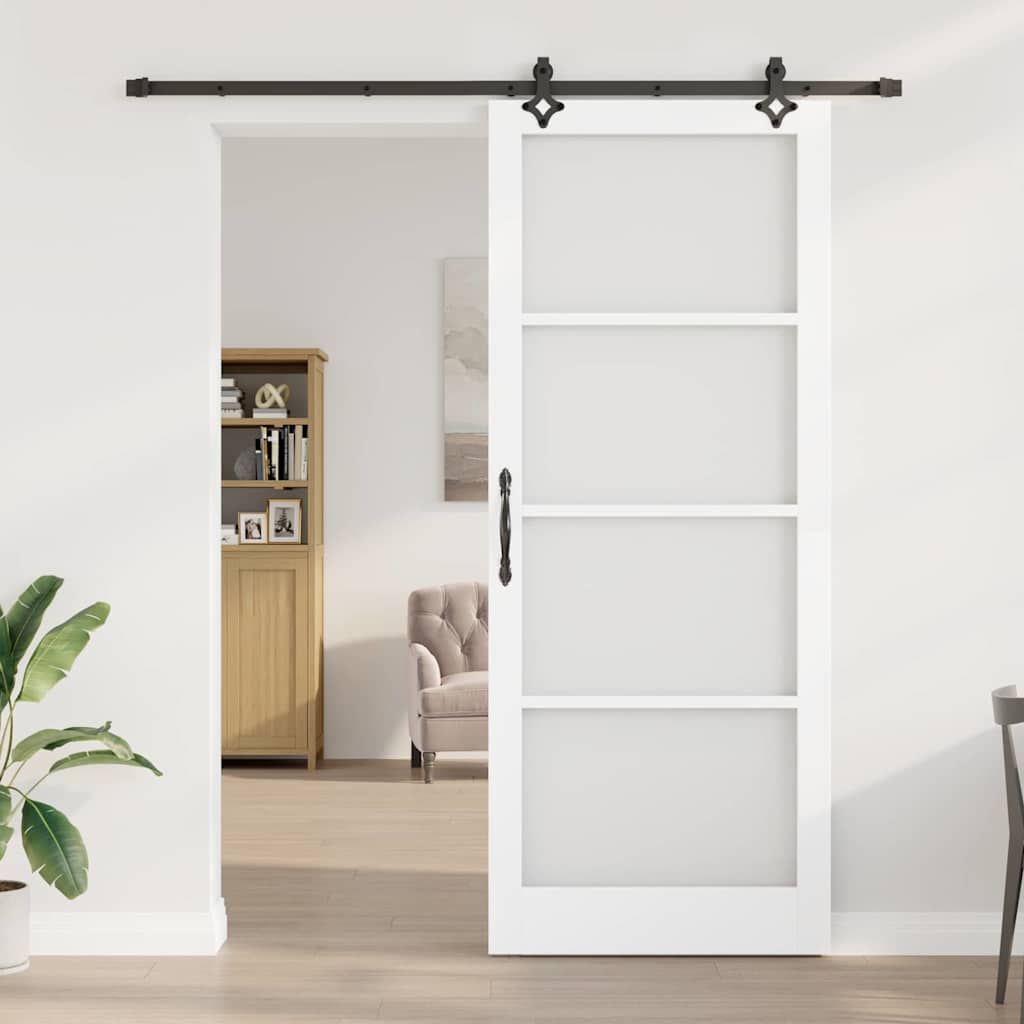 Schuifdeur Wit 93 x 232 cm Massief grenenhout en glas is nu te koop bij PeponiXL, paradijselijk wonen!