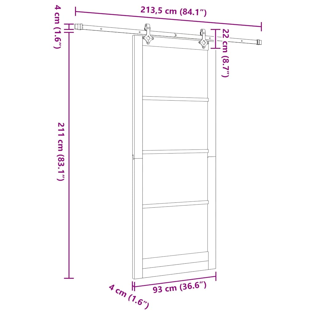 Schuifdeur Wit 93 x 232 cm Massief grenenhout en glas is nu te koop bij PeponiXL, paradijselijk wonen!