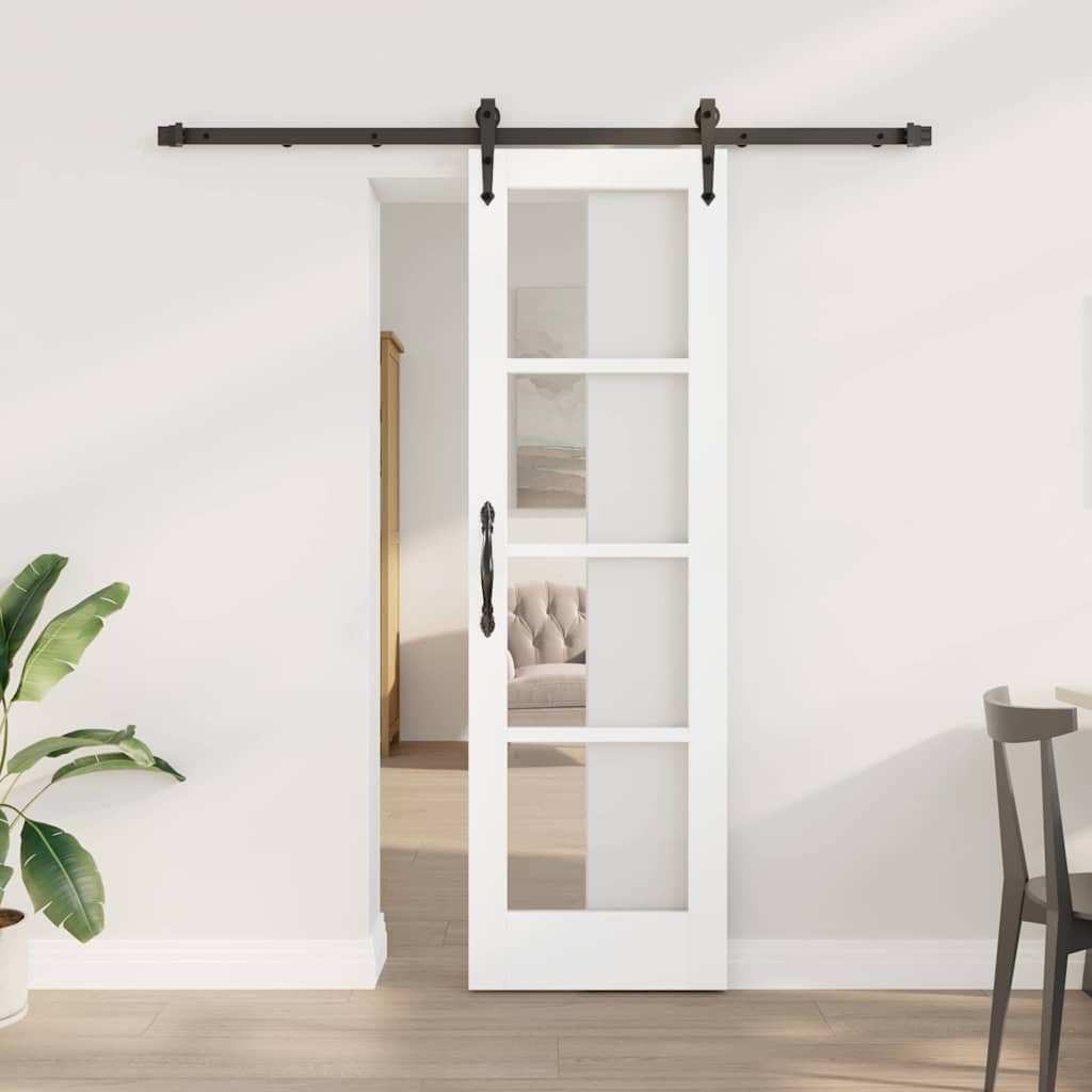 Schuifdeur Wit 61 x 198,5 cm Massief grenenhout en glas is nu te koop bij PeponiXL, paradijselijk wonen!