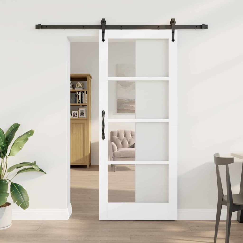 Schuifdeur Wit 83 x 202 cm Massief grenenhout en glas is nu te koop bij PeponiXL, paradijselijk wonen!