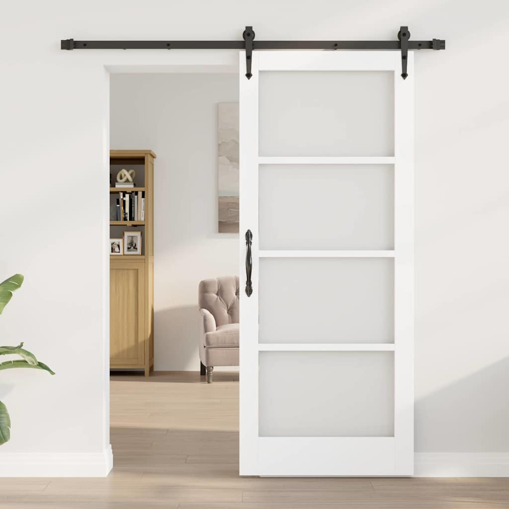 Schuifdeur Wit 83 x 202 cm Massief grenenhout en glas is nu te koop bij PeponiXL, paradijselijk wonen!