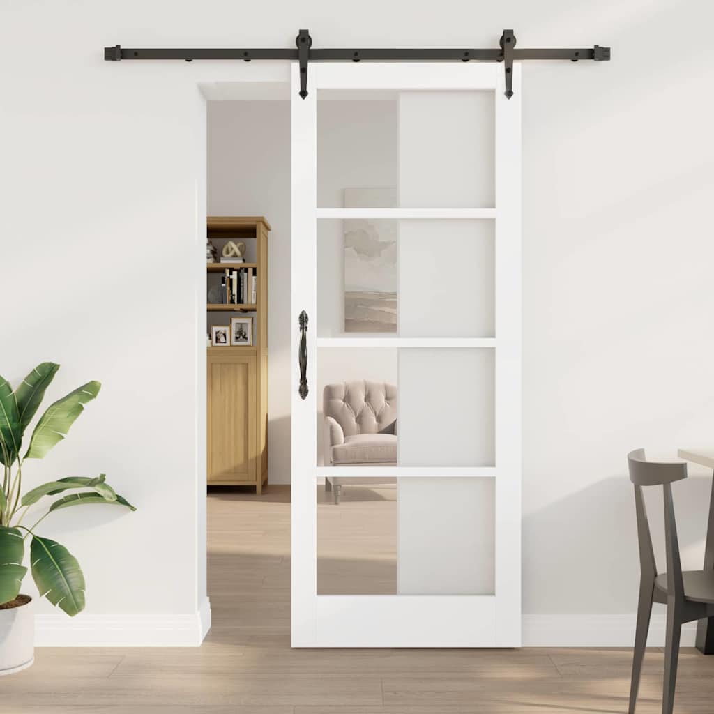 Schuifdeur Wit 83 x 211 cm Massief grenenhout en glas is nu te koop bij PeponiXL, paradijselijk wonen!