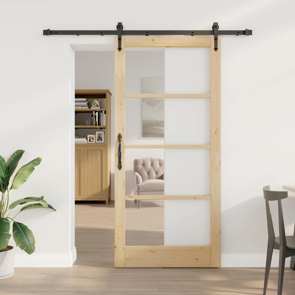 Schuifdeur Naturel 93 x 202 cm Massief grenenhout en glas is nu te koop bij PeponiXL, paradijselijk wonen!