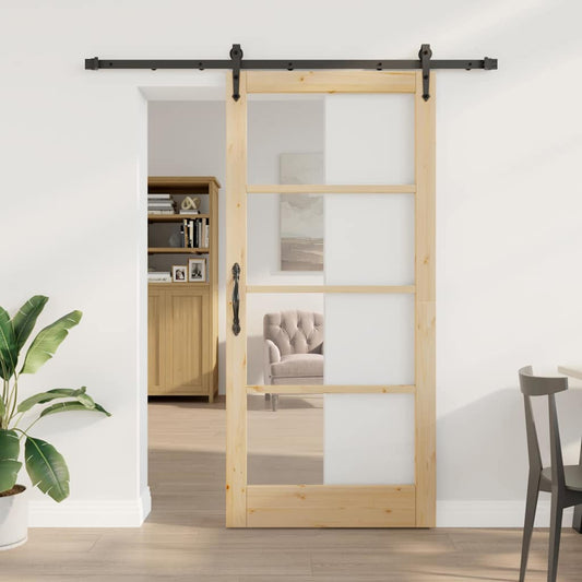 Schuifdeur Naturel 93 x 202 cm Massief grenenhout en glas is nu te koop bij PeponiXL, paradijselijk wonen!