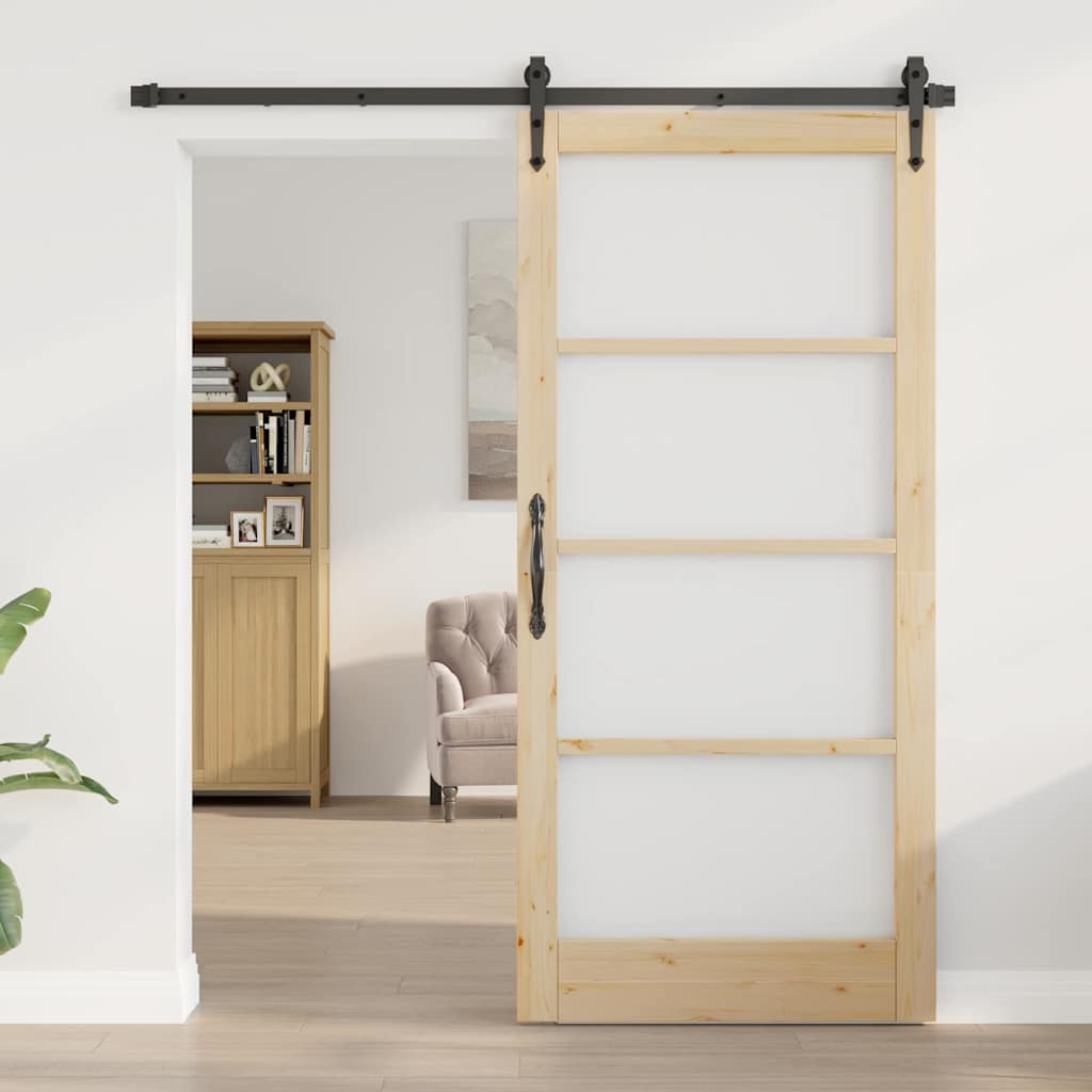 Schuifdeur Naturel 93 x 202 cm Massief grenenhout en glas is nu te koop bij PeponiXL, paradijselijk wonen!