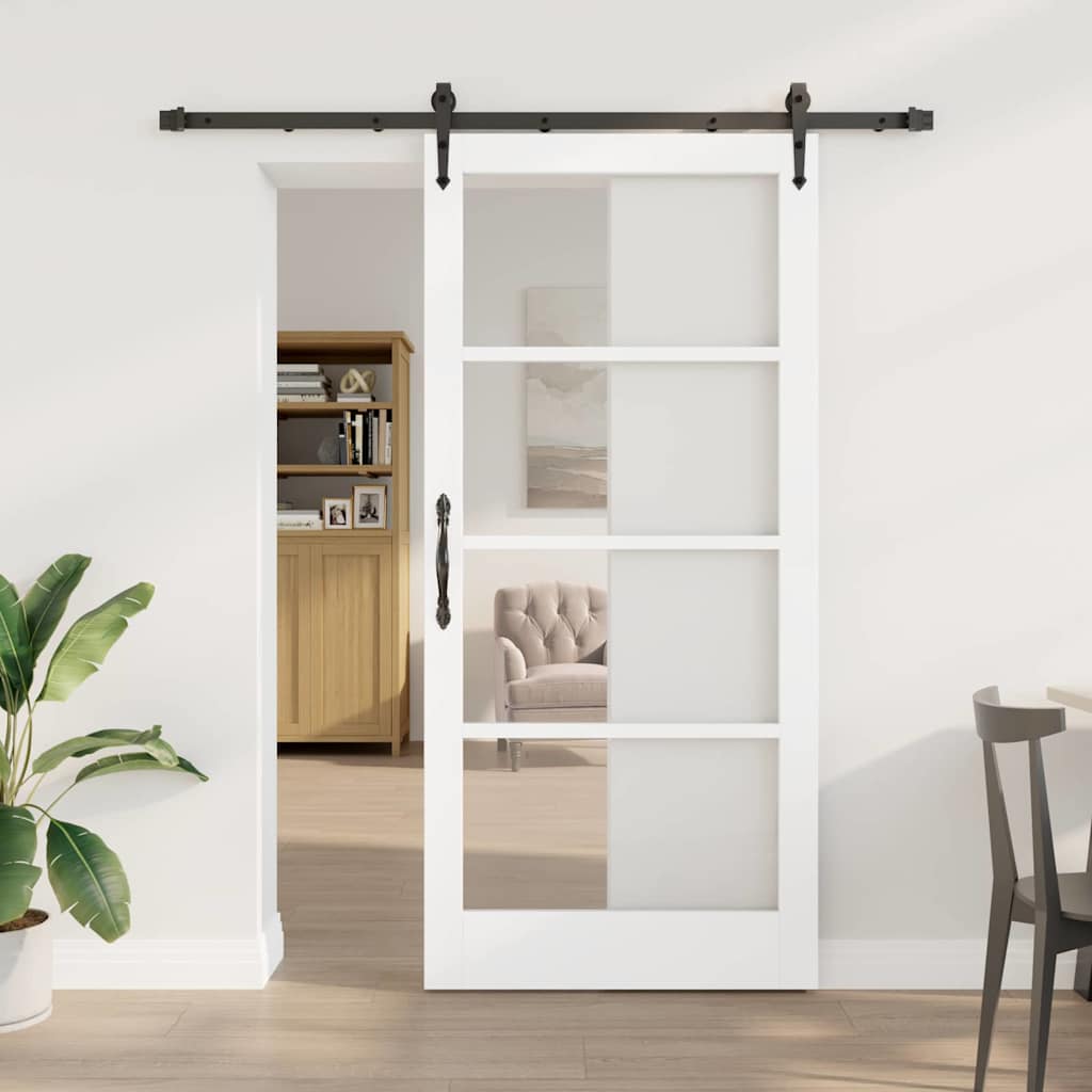 Schuifdeur Wit 93 x 202 cm Massief grenenhout en glas is nu te koop bij PeponiXL, paradijselijk wonen!