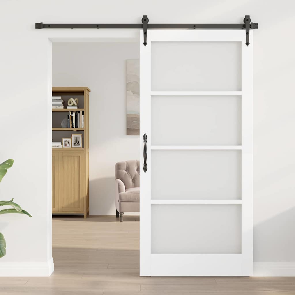 Schuifdeur Wit 93 x 202 cm Massief grenenhout en glas is nu te koop bij PeponiXL, paradijselijk wonen!