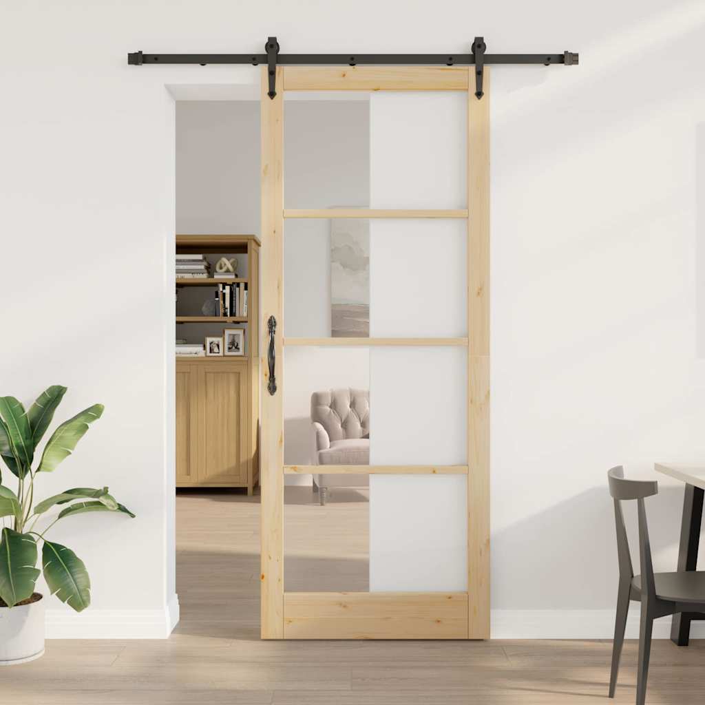 Schuifdeur Naturel 93 x 232 cm Massief grenenhout en glas is nu te koop bij PeponiXL, paradijselijk wonen!