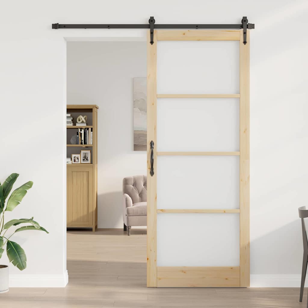 Schuifdeur Naturel 93 x 232 cm Massief grenenhout en glas is nu te koop bij PeponiXL, paradijselijk wonen!