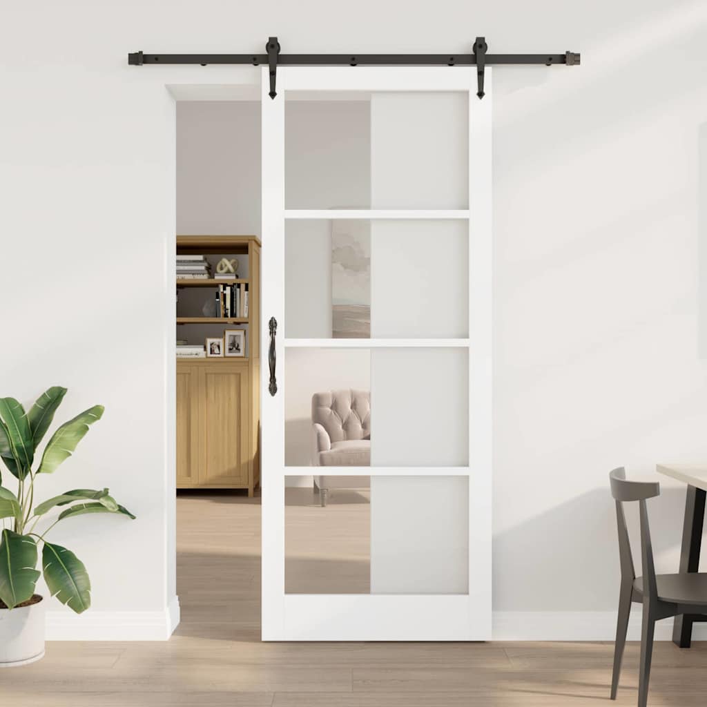 Schuifdeur Wit 93 x 232 cm Massief grenenhout en glas is nu te koop bij PeponiXL, paradijselijk wonen!