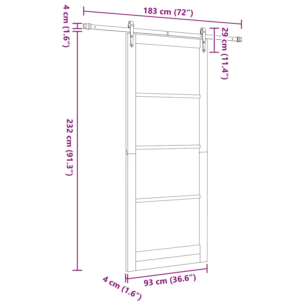 Schuifdeur Wit 93 x 232 cm Massief grenenhout en glas is nu te koop bij PeponiXL, paradijselijk wonen!