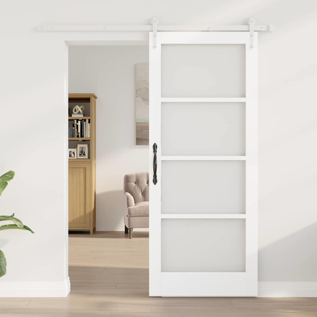 Schuifdeur Wit 83 x 202 cm Massief grenenhout en glas is nu te koop bij PeponiXL, paradijselijk wonen!