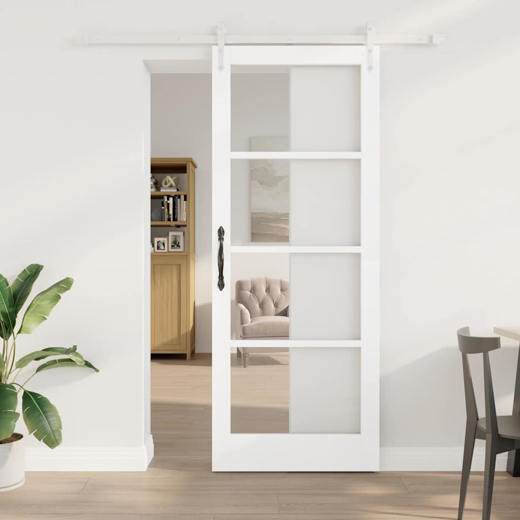 Schuifdeur Wit 83 x 211 cm Massief grenenhout en glas is nu te koop bij PeponiXL, paradijselijk wonen!