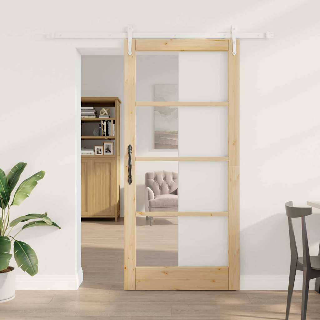 Schuifdeur Naturel 93 x 202 cm Massief grenenhout en glas is nu te koop bij PeponiXL, paradijselijk wonen!