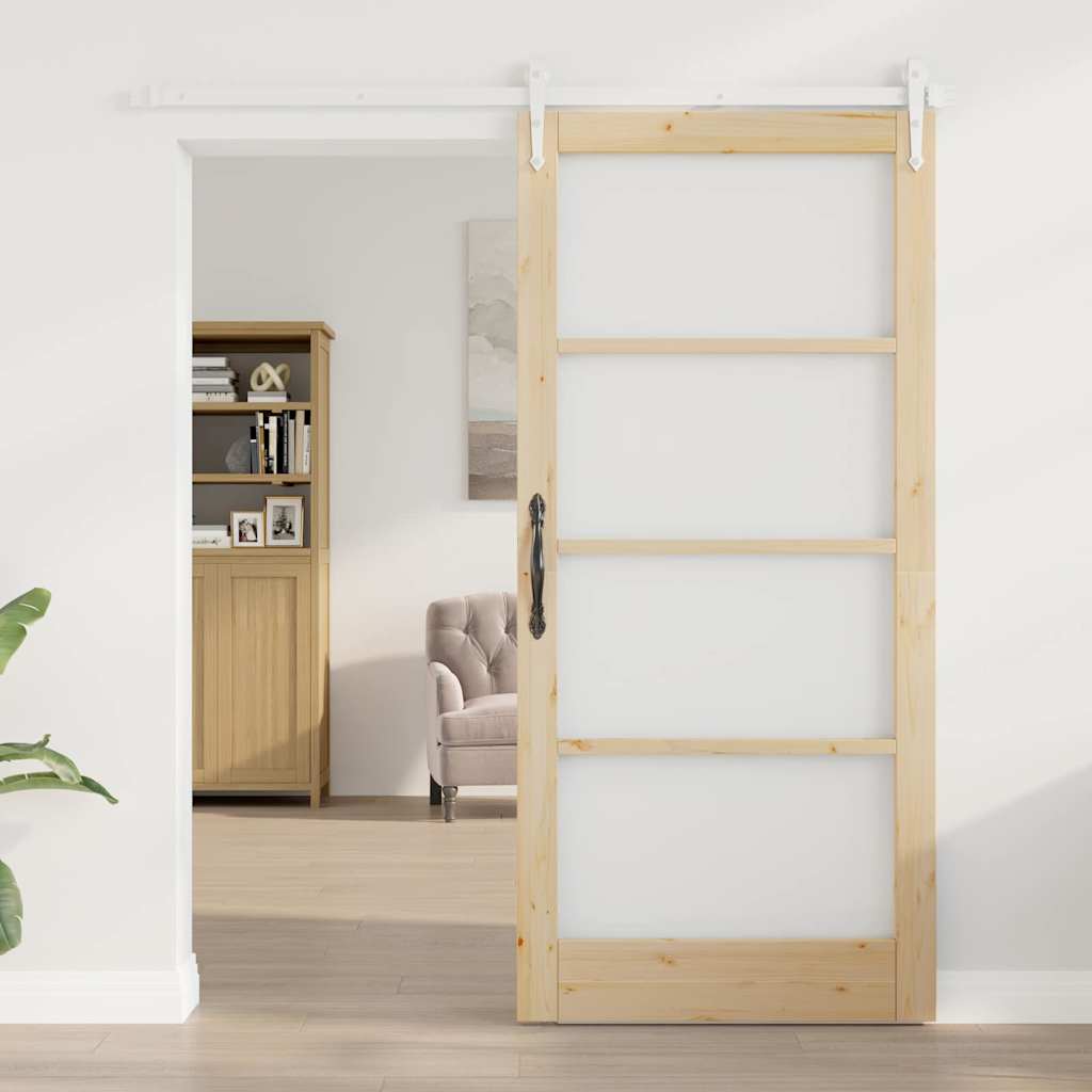 Schuifdeur Naturel 93 x 202 cm Massief grenenhout en glas is nu te koop bij PeponiXL, paradijselijk wonen!