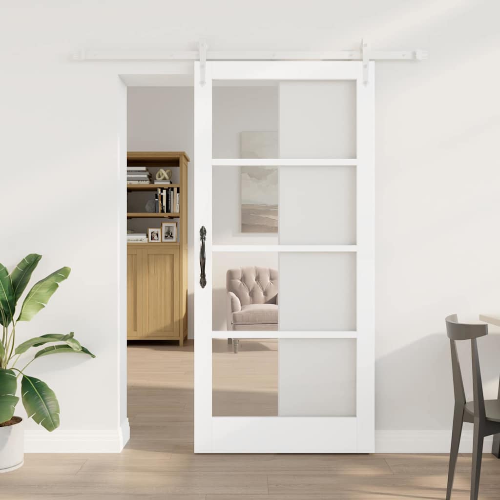 Schuifdeur Wit 93 x 202 cm Massief grenenhout en glas is nu te koop bij PeponiXL, paradijselijk wonen!
