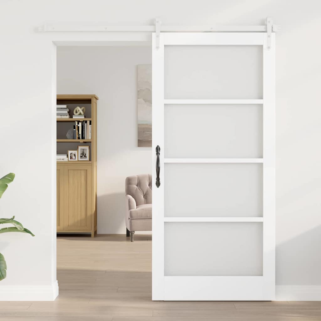 Schuifdeur Wit 93 x 202 cm Massief grenenhout en glas is nu te koop bij PeponiXL, paradijselijk wonen!