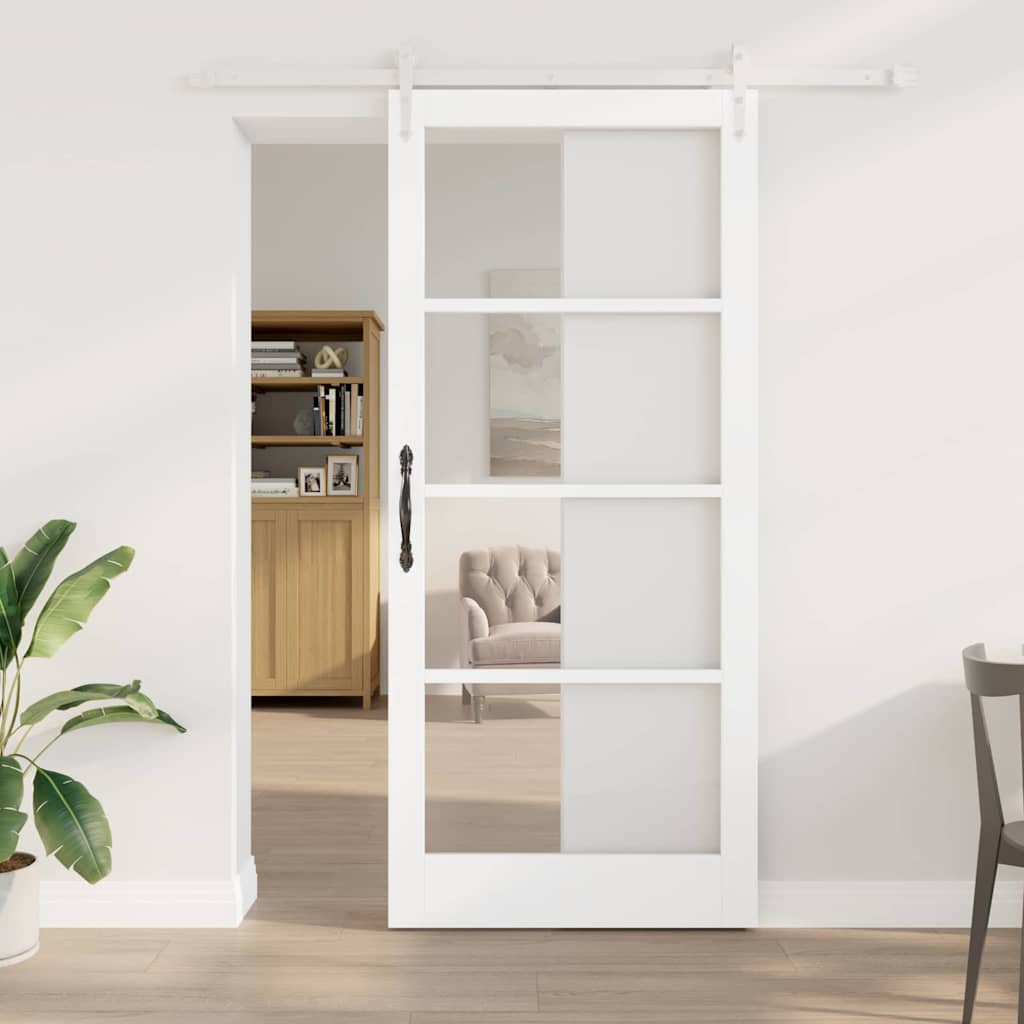 Schuifdeur Wit 93 x 211 cm Massief grenenhout en glas is nu te koop bij PeponiXL, paradijselijk wonen!