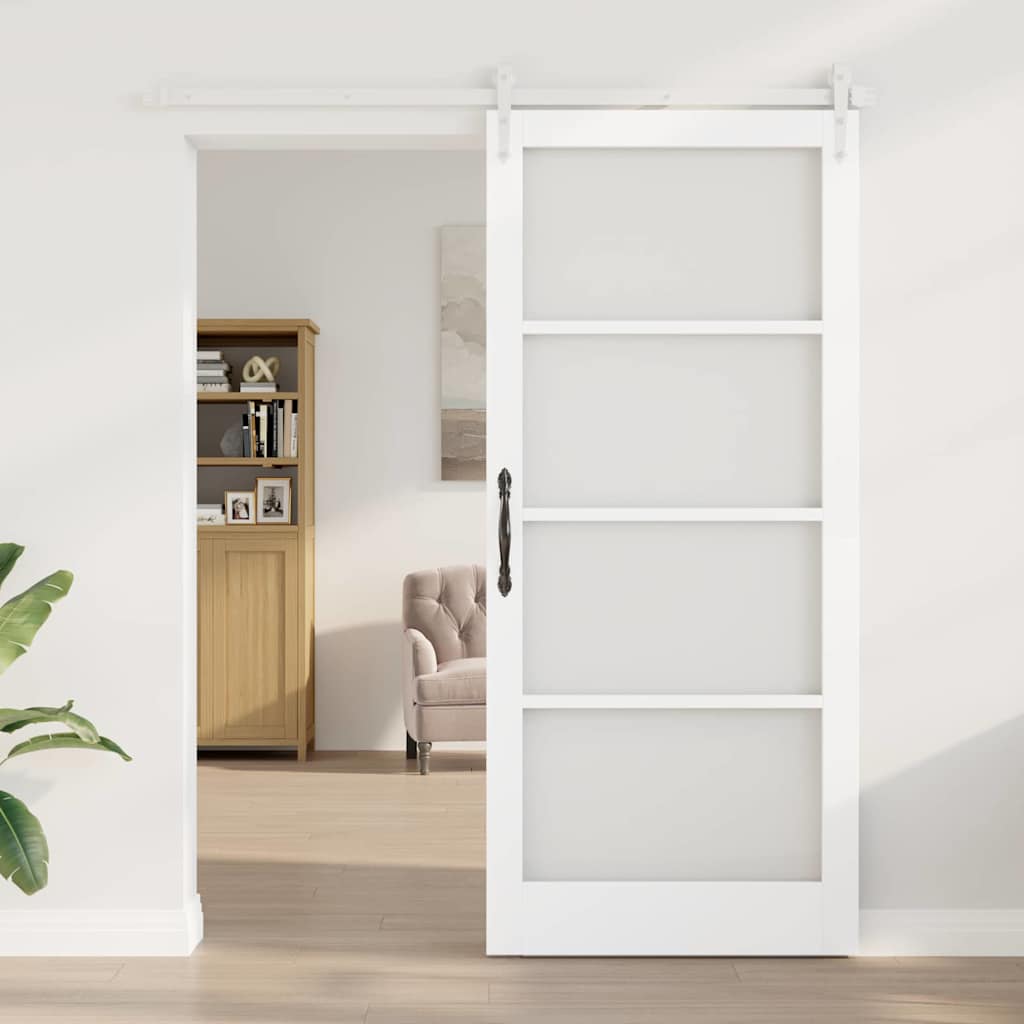 Schuifdeur Wit 93 x 211 cm Massief grenenhout en glas is nu te koop bij PeponiXL, paradijselijk wonen!