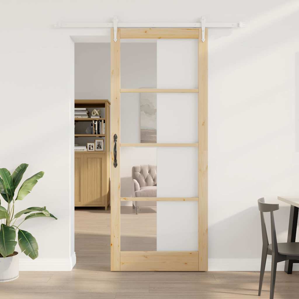 Schuifdeur Naturel 93 x 232 cm Massief grenenhout en glas is nu te koop bij PeponiXL, paradijselijk wonen!
